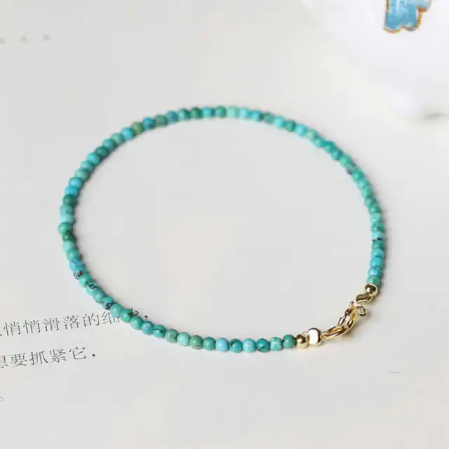 4MM Beautiful Natural Turquoise Beads Bracelet Lucky Yoga Elegant Bohemia Relief