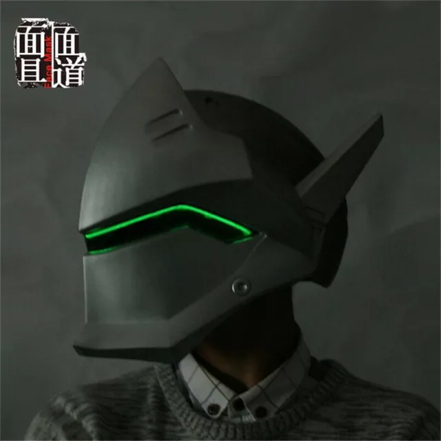 Overwatch Genji Cosplay Helmet 1:1 Wearable LED Light Game Mask PVC Party Props