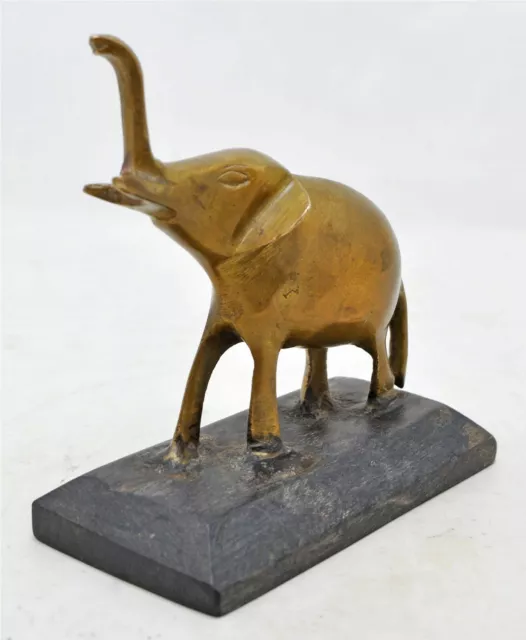 Antique Brass Elephant Figurine Original Old Hand Crafted Engraved