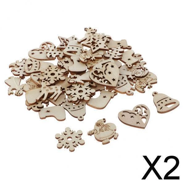 2X 50 Stück unfertige Holzscheiben Anhänger zum Basteln von Weihnachtskarten