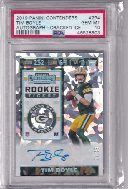 Tim Boyle 2019 Panini Contenders Rookie Ticket Auto Cracked Ice 1/23 PSA 10