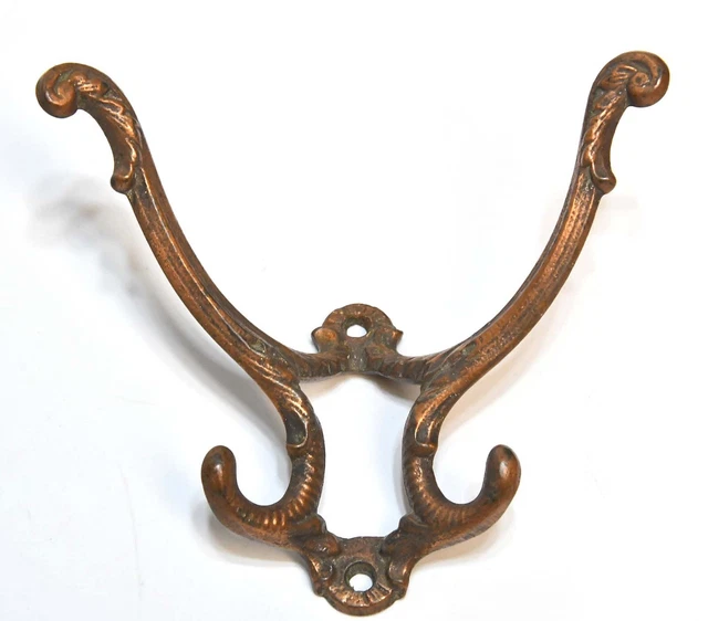 Large Victorian Style  Brass Finish Wall Mount Hat Or Coat Hook 4 Prong