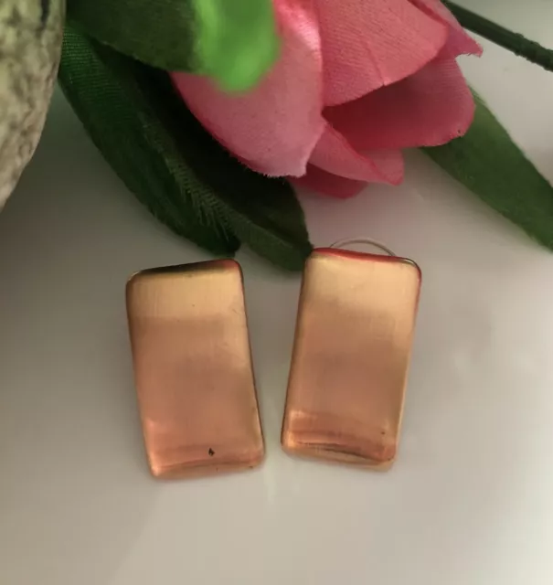 Brushed Copper-Bronze Tone Tab Earrings #400