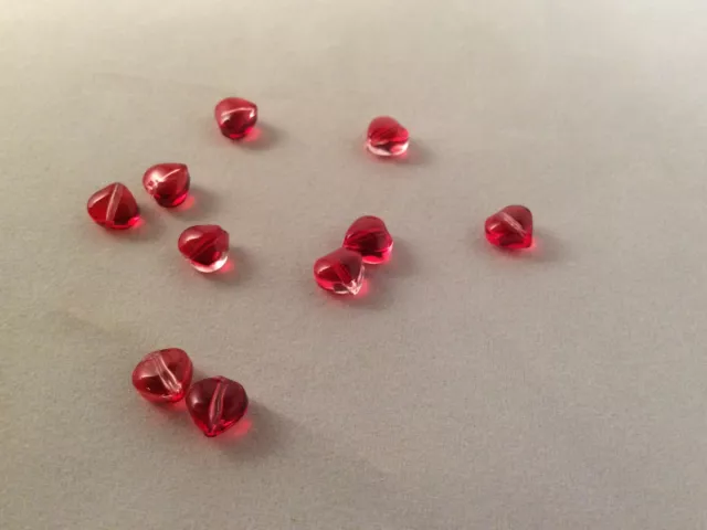 10 x red spray painted heart glass ab frosted bead, app 6x6x4mm.Hole 0.7mm.