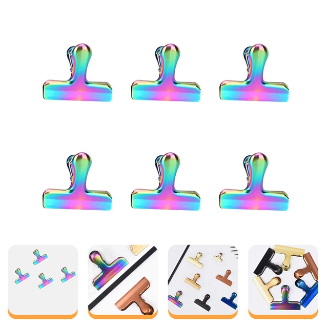 6 piezas carpeta factura clips de bisagra de metal clip de metal oficina