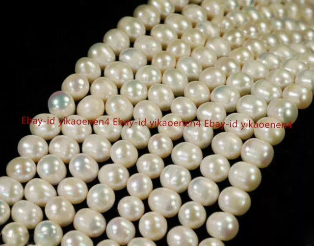 7-8mm Genuine Natural White Akoya Freshwater Pearl Loose Beads Strand 14''