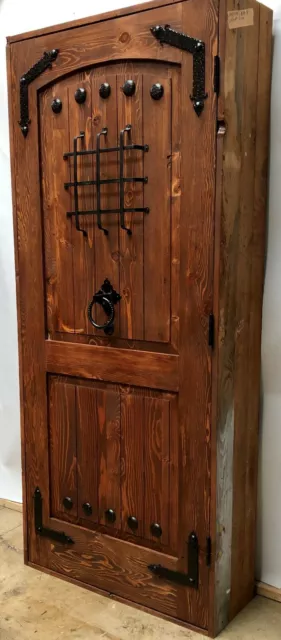 Rustic reclaimed lumber square top door solid wood castle winery outswing 4