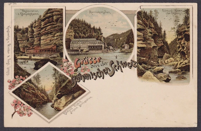 Svizzera Edmundsklamm Herrnskretschen Ak Litho Boemia Bohemia Cesko Czech