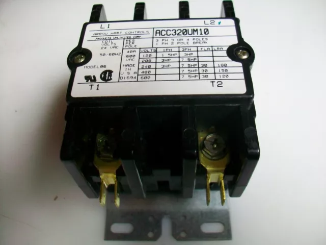 ARROW HART ACC320UM10 CONTACTOR    30/40 A.  24 V. Ac. COIL