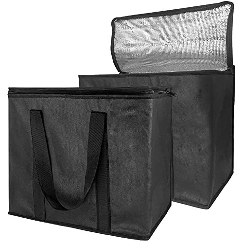 Lot de 2 grands sacs isothermes réutilisables avec fermeture éclair, garde les a