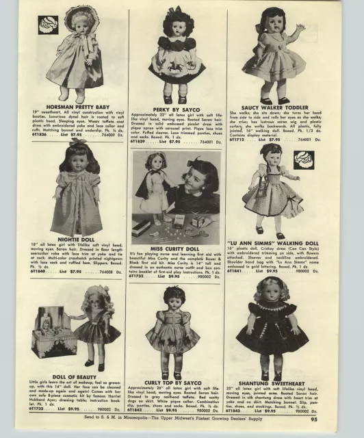 1954  Paper Ad Doll Horsman Pretty Baby Shantung Sweetheart Pitter Patty Sayco