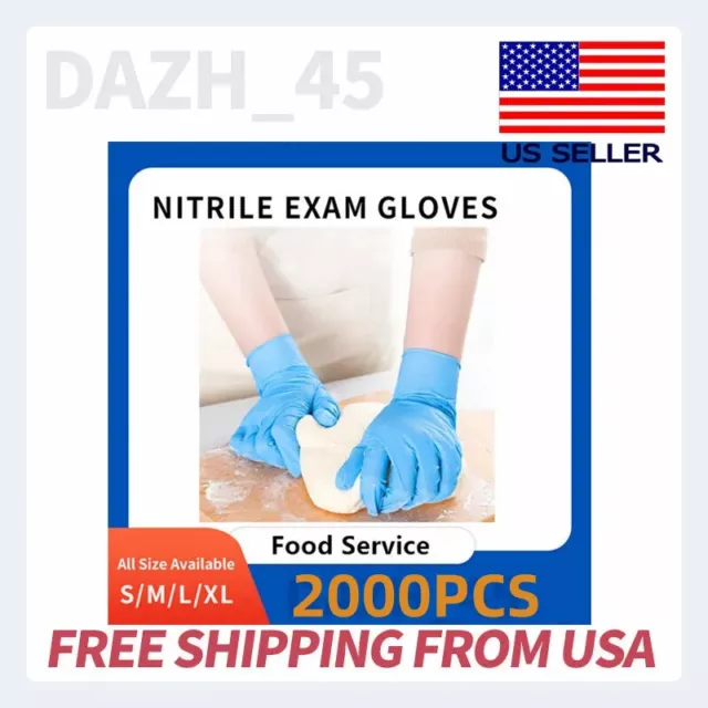 [2000 Pcs]4 Mil Blue Disposable Nitrile Exam Gloves for Food Service S/M/L/XL