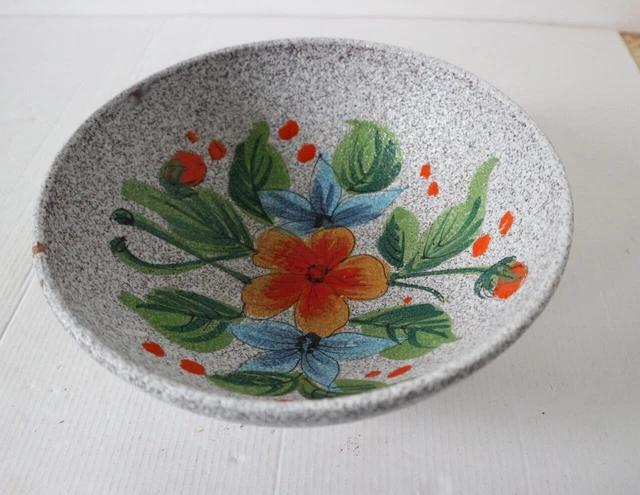 saladier en terre cuite vernissée ITALIE decor de fleurs