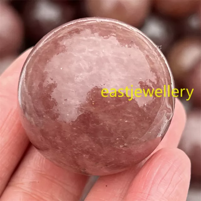 35mm+ Natural Strawberry crystal Sphere Quartz Crystal Ball Healing Decor 1PC