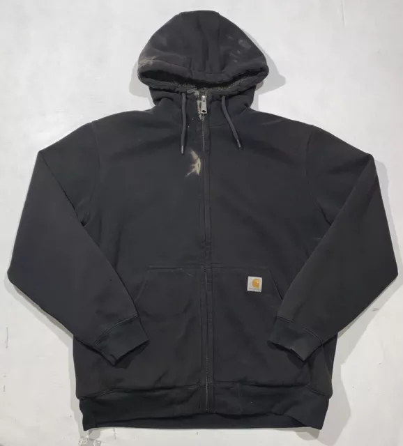 Carhartt Sherpa Lined Full Zip Up Hoodie Sweatshirt Size L