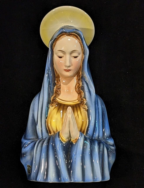 VINTAGE WIEN KERAMOS Austria Porcelain Virgin Mary Madonna Bust