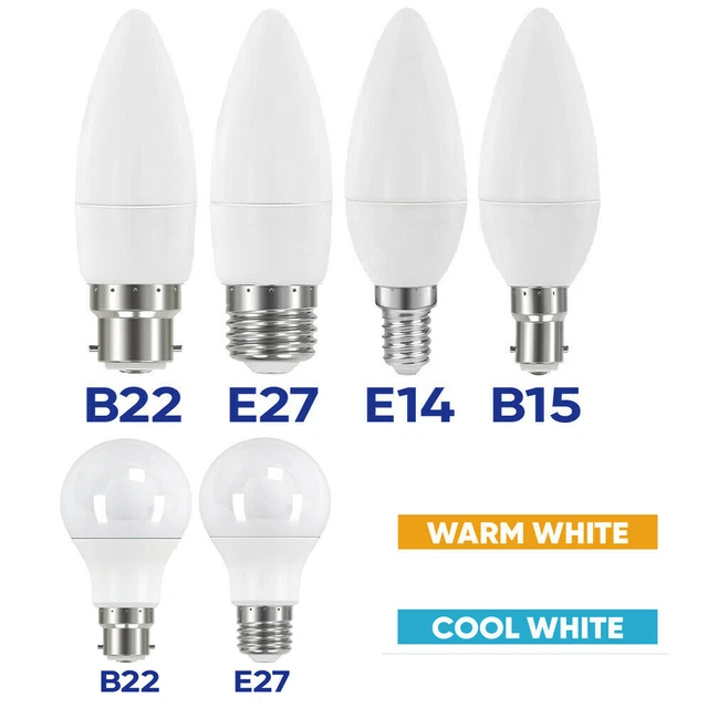 3W 9W 15W 18W E14 E27 B22 B15 LED Golf Candle Round Light Bulbs Warm Cool White