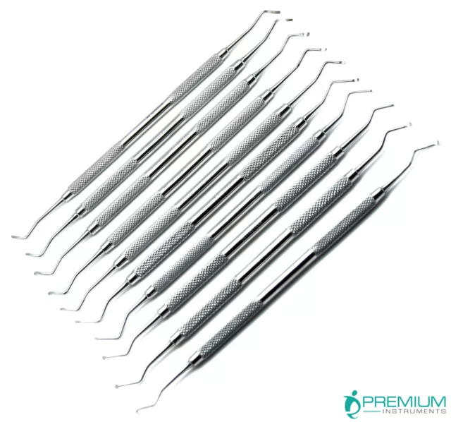 Excavator Dental Endodontic Restorative Double Ended Steel Instrument Set of 10