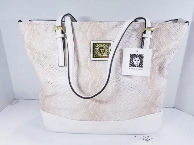 Anne Klein Perfect Tote Faux White Snake Skin