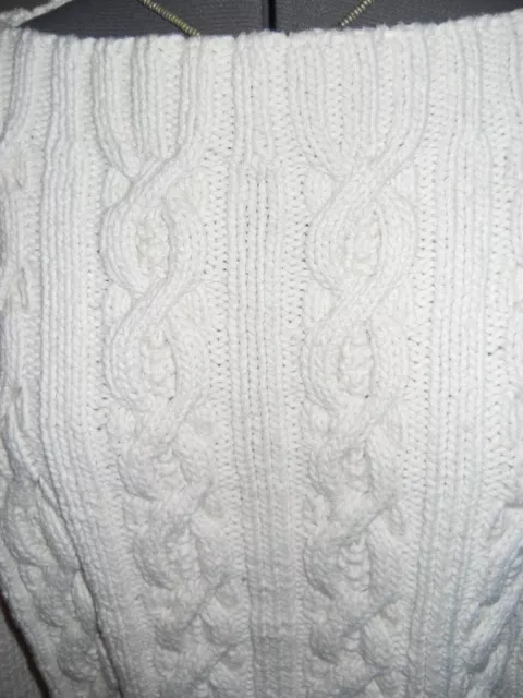 Beautiful Vintage Handmade Fisherman's Cable Knit Sweater 100% Natural Cotton