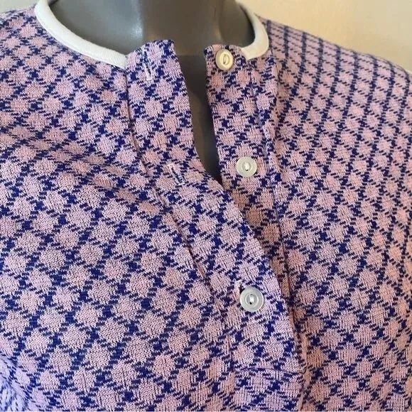 Vintage 60’s Union Made Purple Geometric Knit Sleeveless Swim Coverup Size 46 2