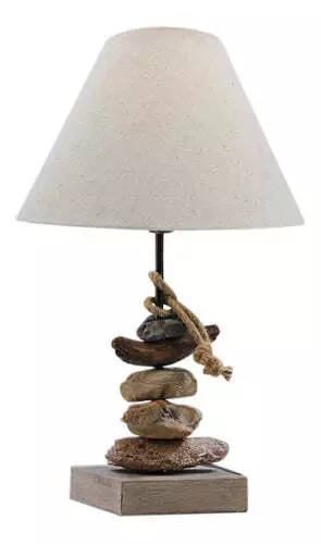 Lampe-Steine, E27, Holz/Metall, H: 50cm, Ø: 30cm, mit Lampenschirm