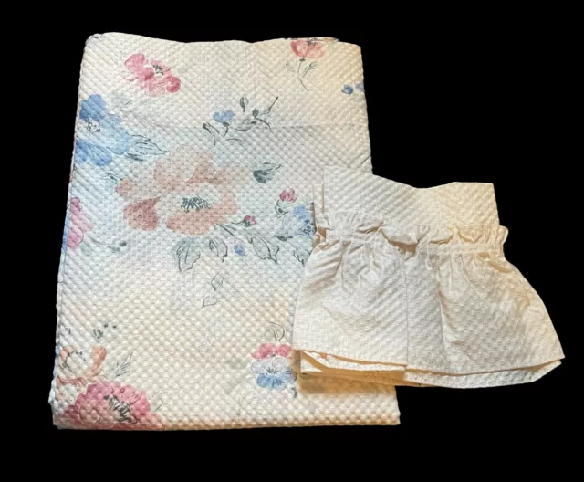 VTG Whiting Fifth Avenue Rod Pocket 84” Curtain Panels w/ Tiebacks Flower NOS