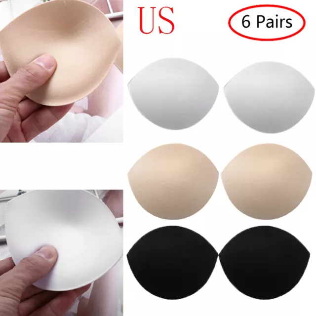 6 Pairs Sponge Bra Breast Enhance Push Up Pads Inserts Sports Bikini Cups 11cm