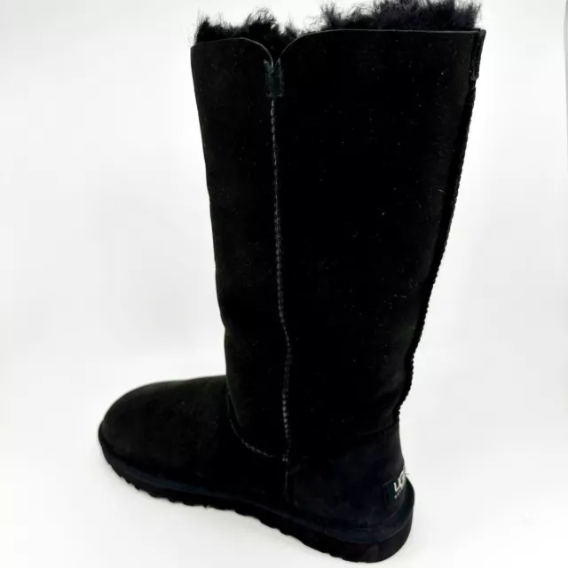 UGG Bailey Button Triplet Black Womens Sheepskin Suede Tall Boots 3