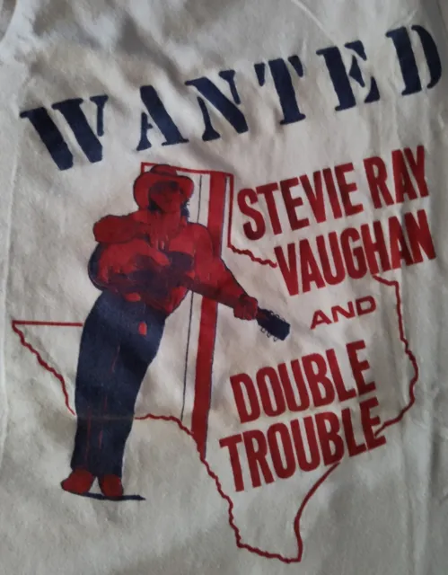 Stevie Ray Vaughan T-SHIRT XL 1986 WANTED Stevie Ray Vaughan And Double Trouble