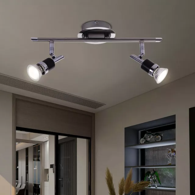 Luminaire Sportif Plafonnier Couloir 2-Flammig Acier Projecteur Mobile Noir