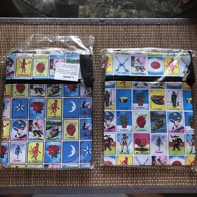 2PC Mexican LOTERIA Bingo Cross Body Bag, Loteria Purse Shoulder Strap