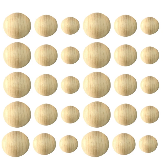 30 Pcs Zubehör Für Die Schmuckherstellung Halber Bastelball Aus Holz Hölzern
