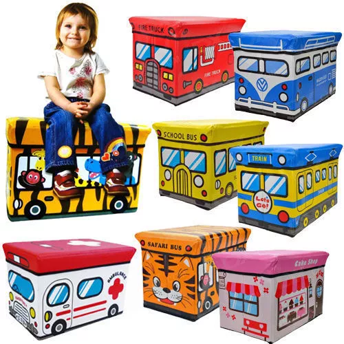 New Kids Storage Box Seat Children Pop Up Folding Toy Chest Clothes Toys Books