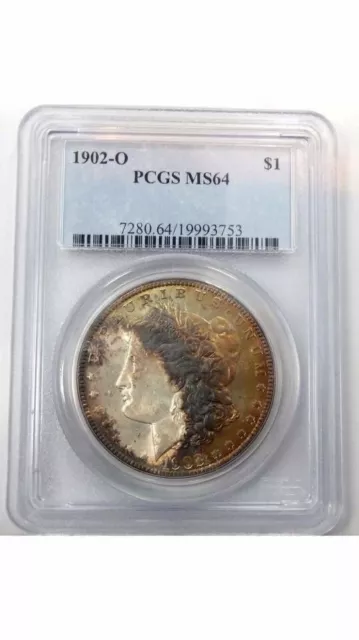 1902 O Morgan Silver Dollar - PCGS Graded MS64 Toned Brown Hair Toner