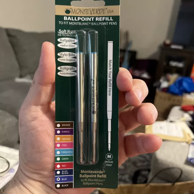 2 Pack MONTBLANC ROLLERBALL PEN REFILL BLUE INK Medium Point - MONTEVERDE M132 2 Pack MONTBLANC ROLLERBALL PEN REFILL BLUE INK Medium Point - MONTEVERDE M132