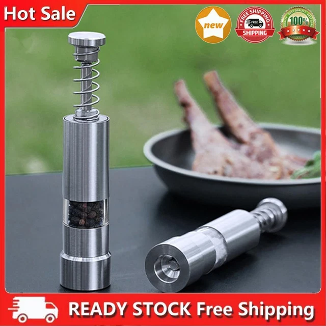 Spandisale macinapepe acciaio inox pressione pollice pepe macina spezie (1 pezzo)