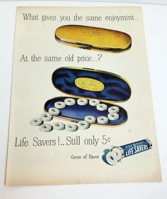 Vintage LIFE SAVERS Pep-O-Mint Original  Magazine Print Ad 1948