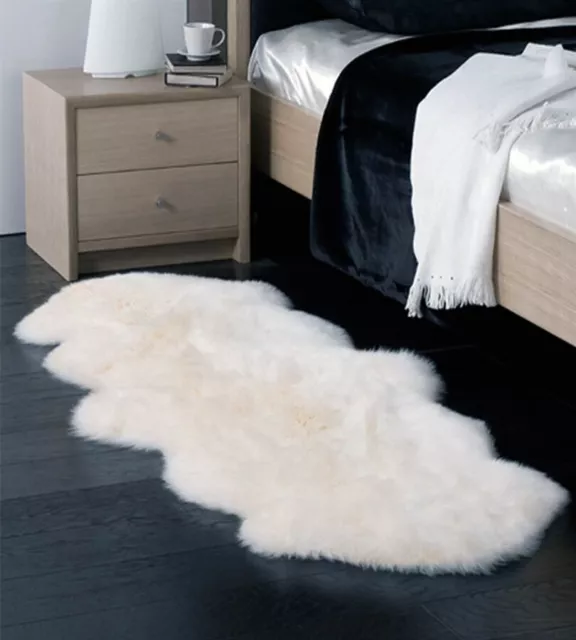 Double Sheepskin Rug Long Wool Carpet Natural Hide 3 Colors 180 x 60cm 2