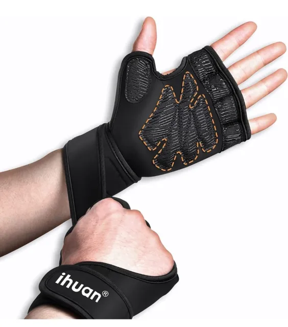 Weight Lifting Gym Workout Gloves with Wrist Wrap Support, Full Palm Protection