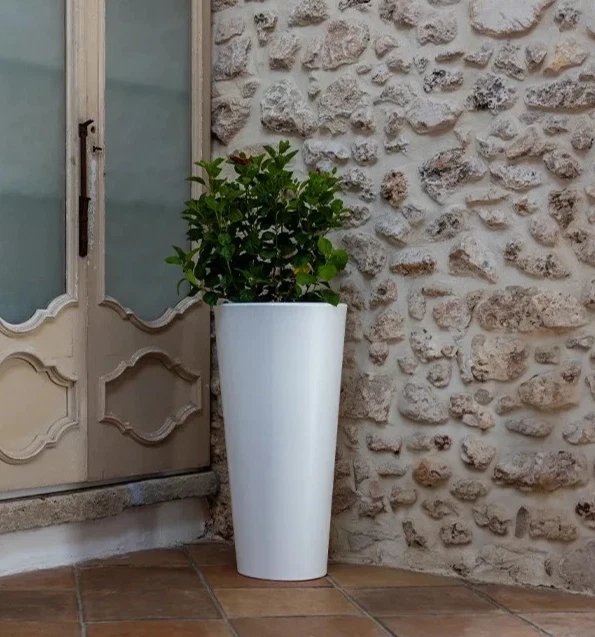 Grande Vaso Portavaso In Resina Tondo Festonato 45x35 Cm - Colore Terracotta Prestige