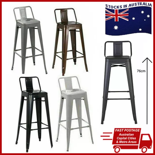 76cm Replica Tolix Metal Cafe Bar Stool Stackable Backrest Stools Dining Chairs