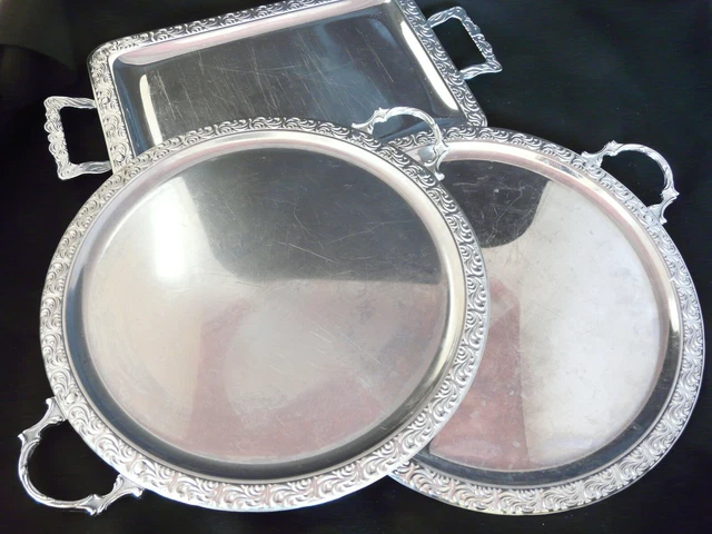 Edelstahl Serviertablett 40x25 Cm – Silber, Handgefertigt, Mit Filzunterseite