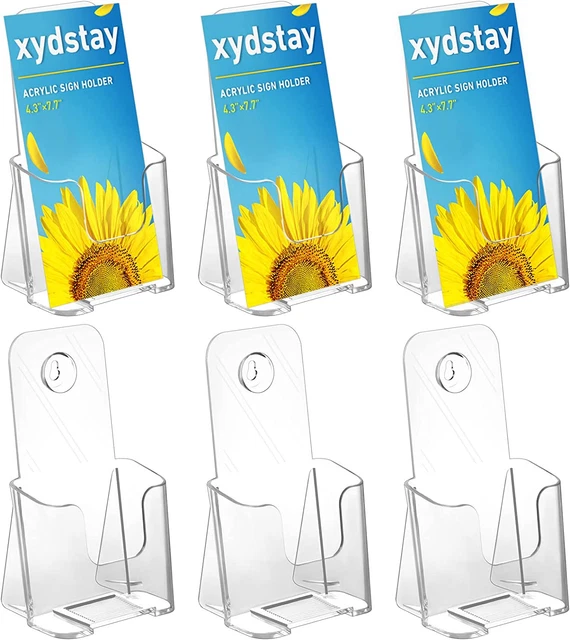 Acrylic Brochure Holder 4X9 Inches Slant Back Design, Clear Display Stand, Plast