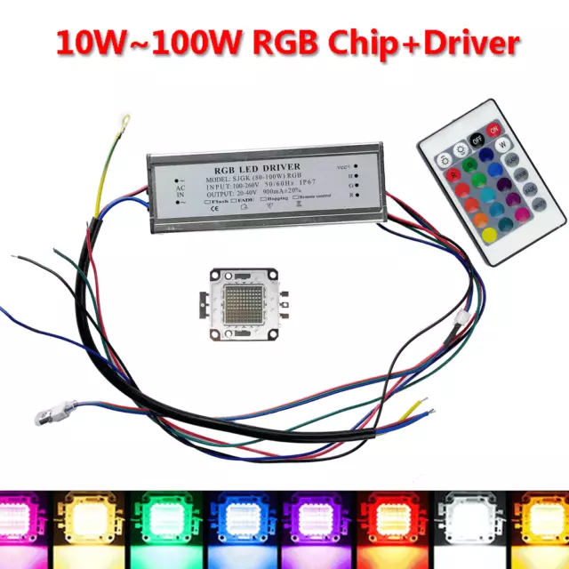 Led Chip rgb Driver 10w 20w 30w 50w 100w Cob light 24Key Remote control dimmable