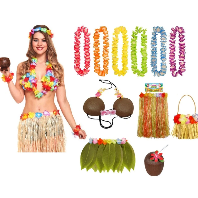 HAWAIIAN FANCY DRESS COSTUME Ladies Hula Lei Garland Coconut Bra Hen Party  Lot 3.13 - PicClick UK