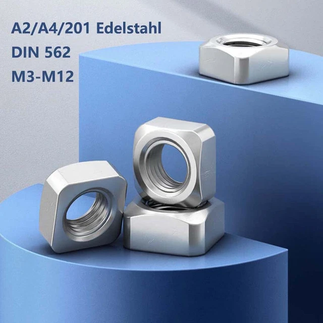 Dadi quadrati sottili A2/A4/201 acciaio inox DIN 562 M3 M4 M6 M8 M10 M12