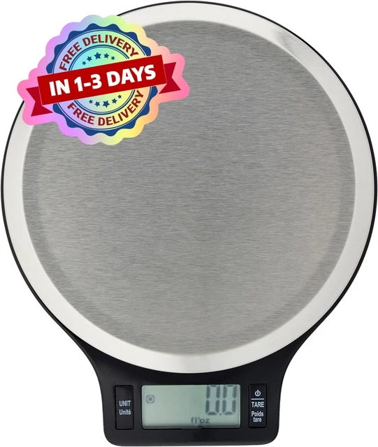 Báscula De Cocina Digital Con Pantalla LCD, Pesa Hasta 11 Libras, Negra NEW US..
