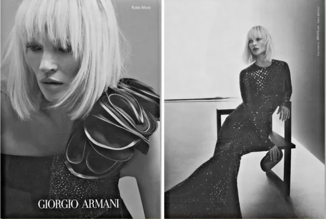 ORIGINAL MAGAZINE 2 Page Ad Model Kate Moss for Giorgio Armani $20.50 ...