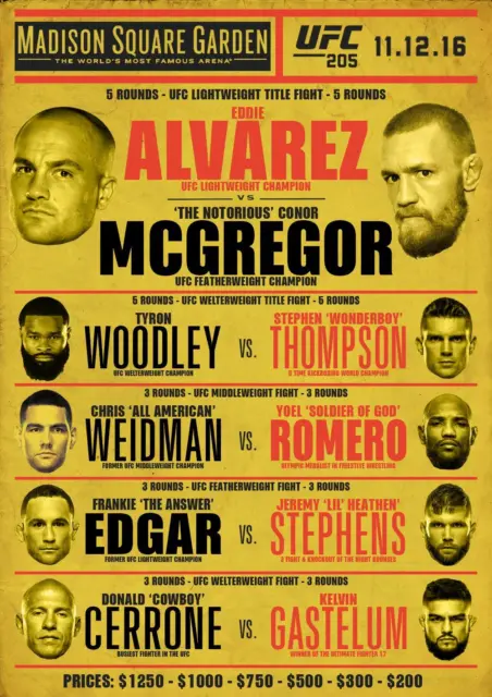 Stampa vintage A5 – UFC 205 Conor McGregor vs. Eddie Alvarez (poster foto MMA)